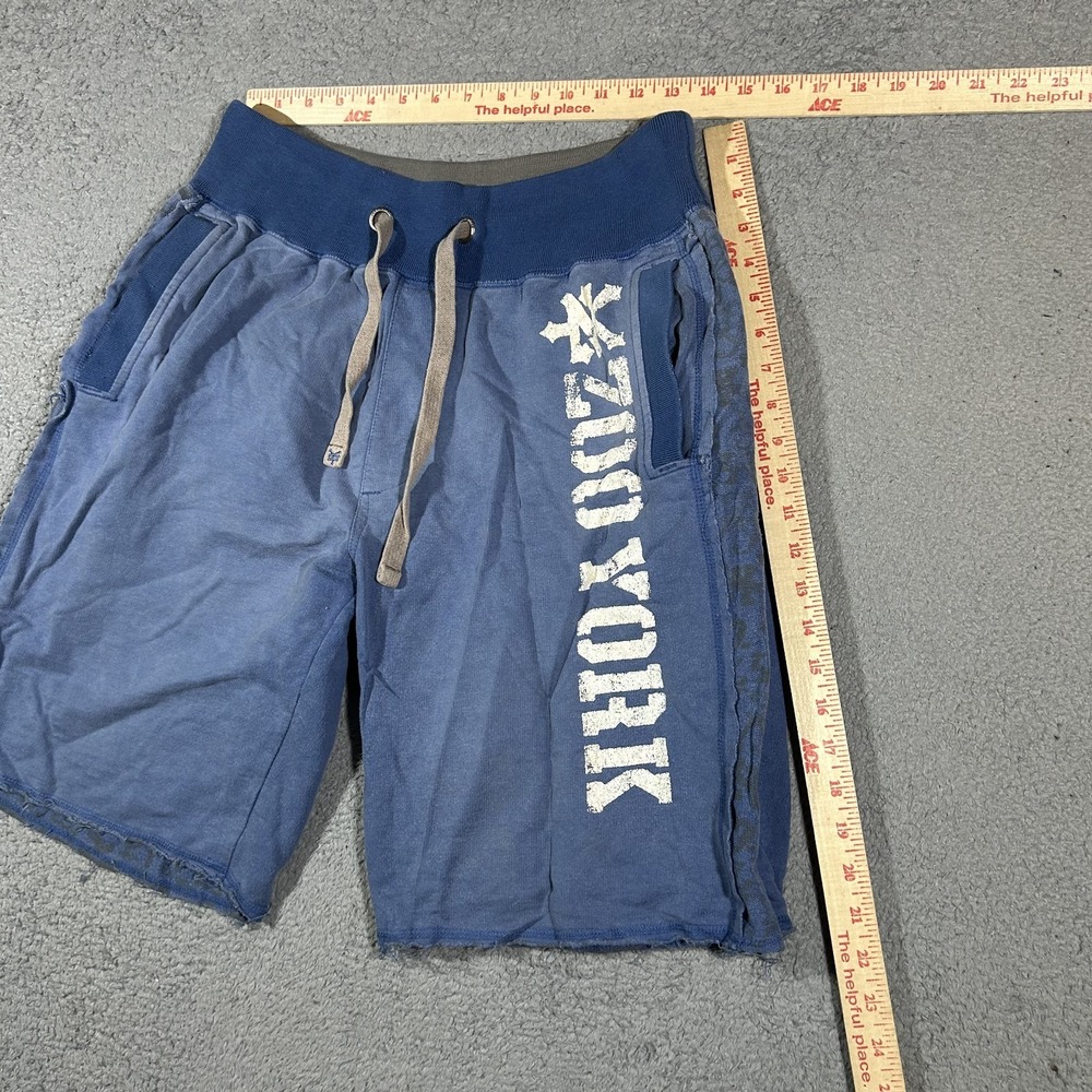 Y2k Zoo York Men's Medium Drawstring Blue Cotton Fleece Shorts #3373 - Picture 6 of 8